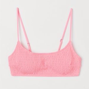 pink smocked bikini top